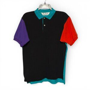 Vintage Sears and Roebuck and co color block button polo shirt Medium cotton